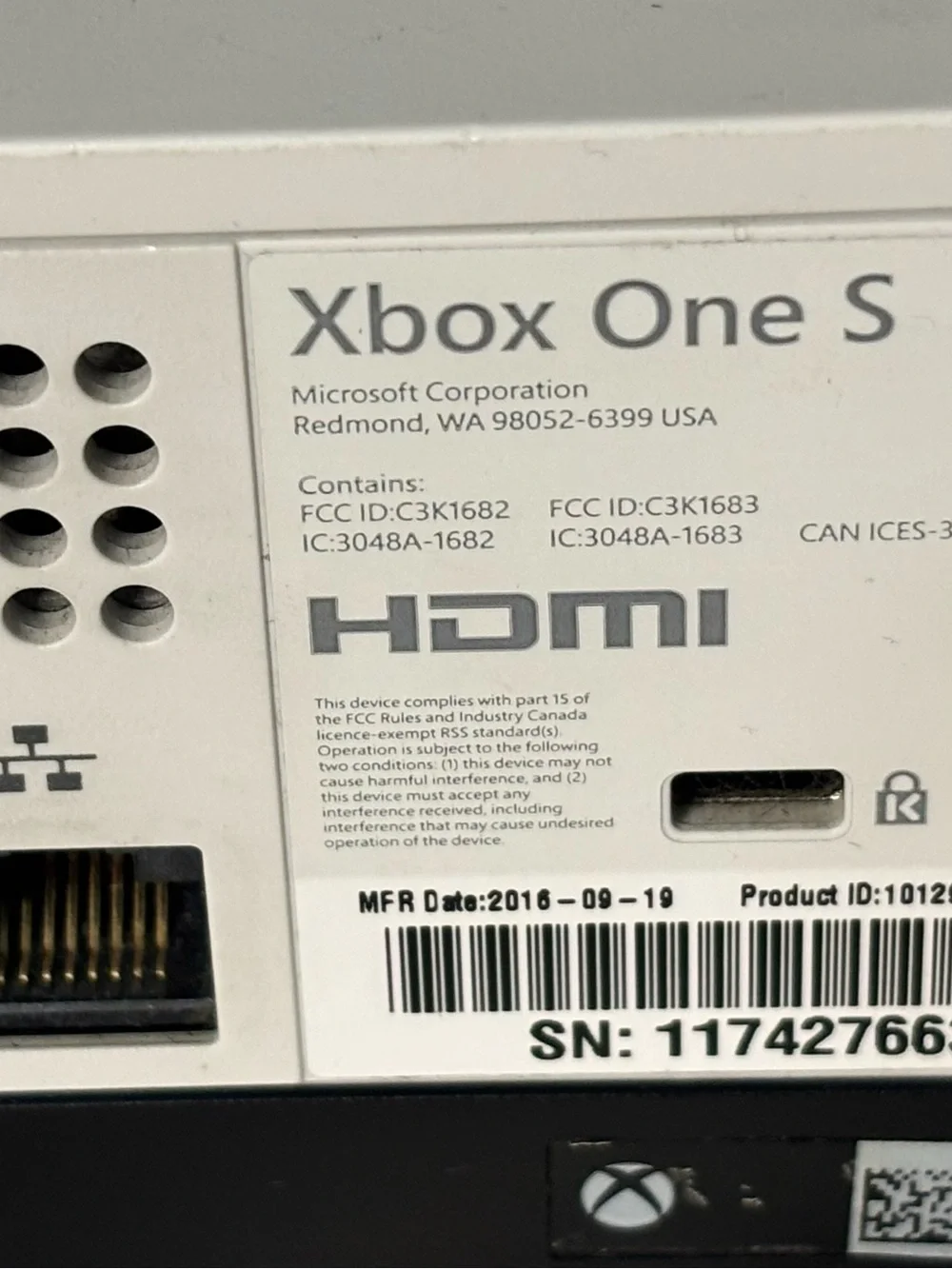 Microsoft White Xbox One S Console
